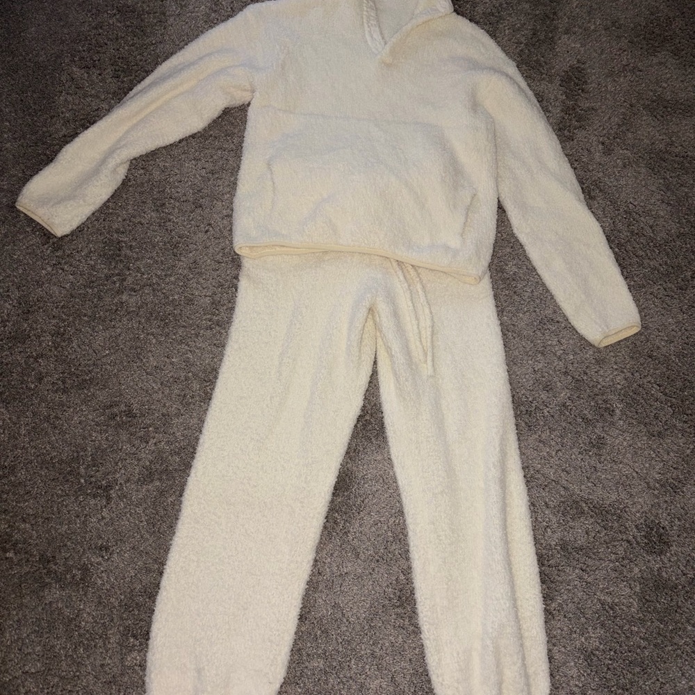 SKIMS Cream Cozy Track Pants & Hoodie Set